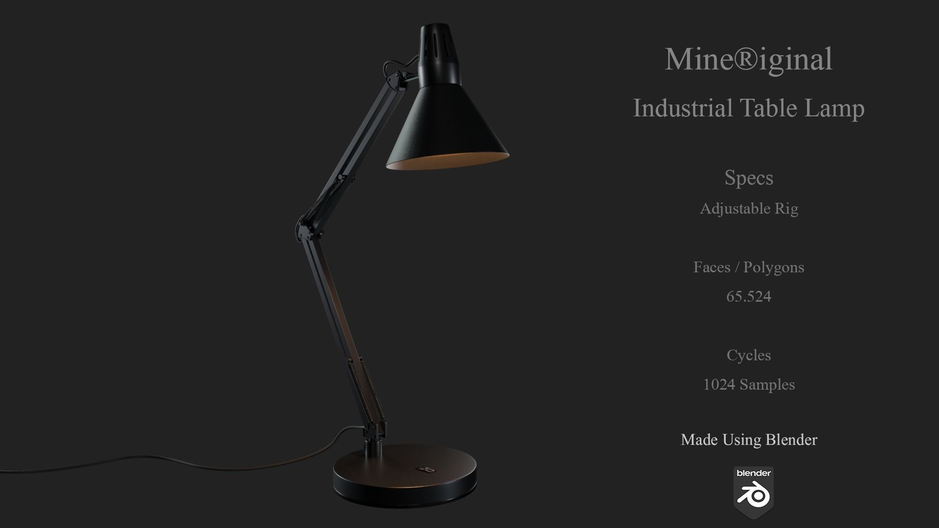 Highly Detailed Industrial Table Lamp With Rig 3D model_1
