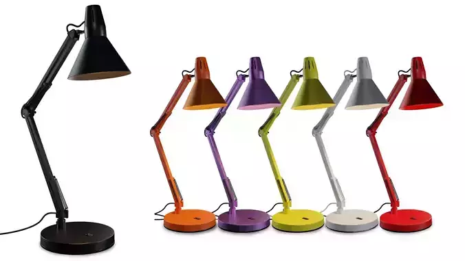 Highly Detailed Industrial Table Lamp With Rig 3D model