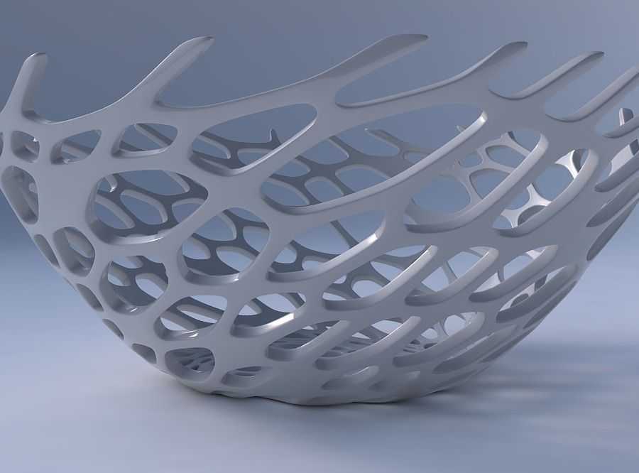 Bowl wide with cracked organic lattice 2 3D print model_4