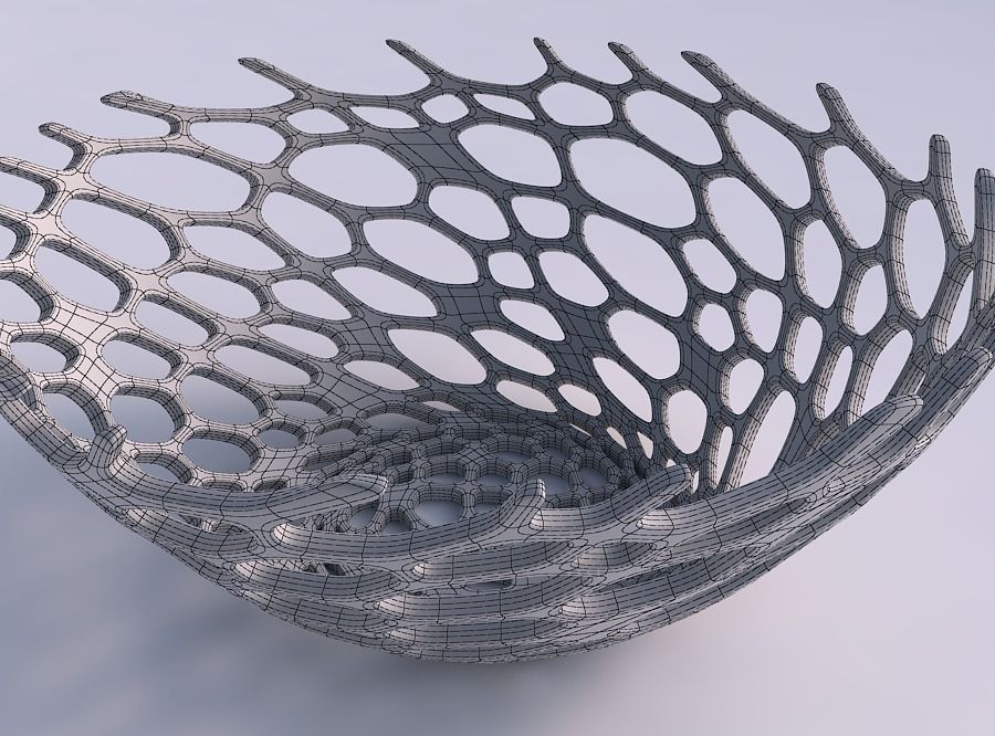 Bowl wide with cracked organic lattice 2 3D print model_5