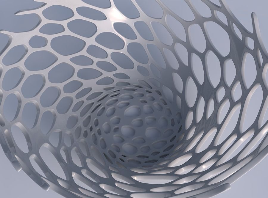 Bowl wide with cracked organic lattice 2 3D print model_1