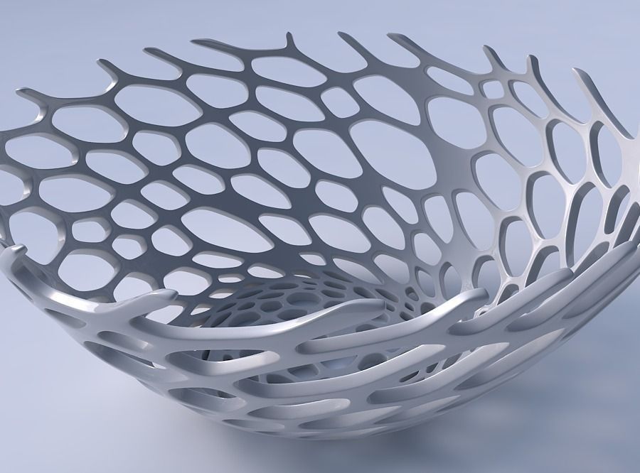 Bowl wide with cracked organic lattice 2 3D print model_3