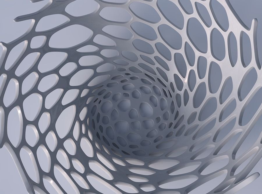 Bowl wide with cracked organic lattice 2 3D print model_2