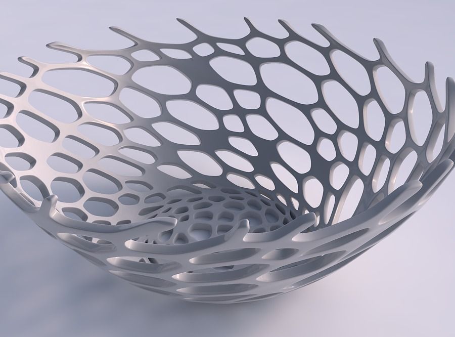 Bowl wide with cracked organic lattice 2 3D print model_0