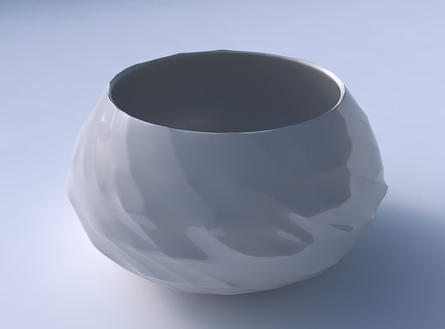 Bowl squeezed twisted with fibers smooth inside 3D print model_3