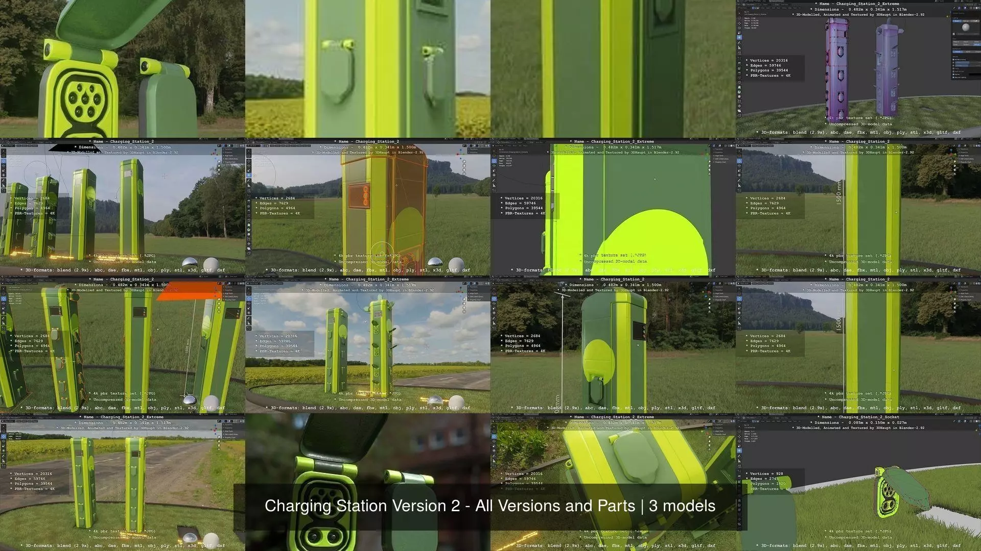 Charging Station Version 2 - All Versions and Parts 3D Model Collection_4