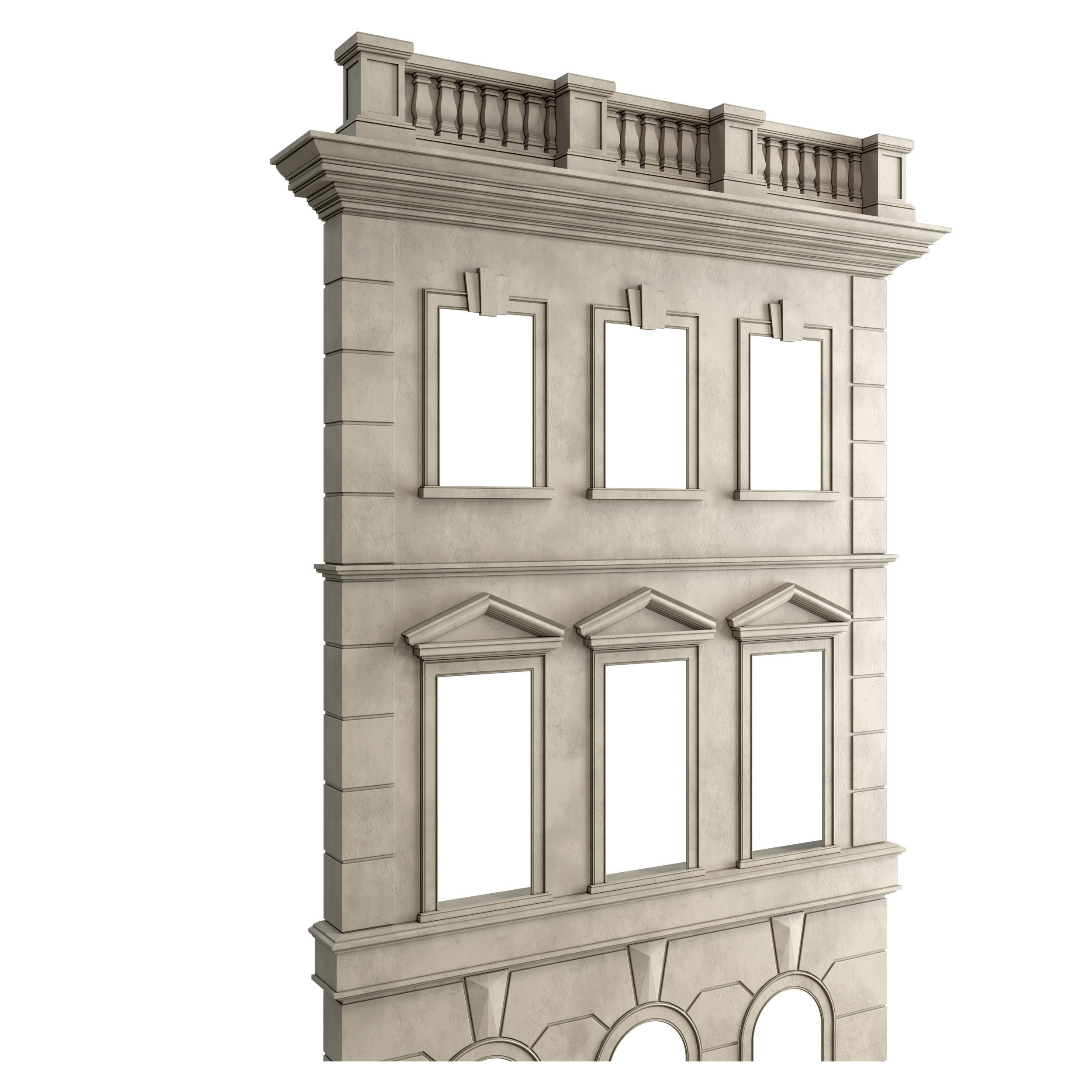 Facade Classic House v 01 Low-poly 3D model_2