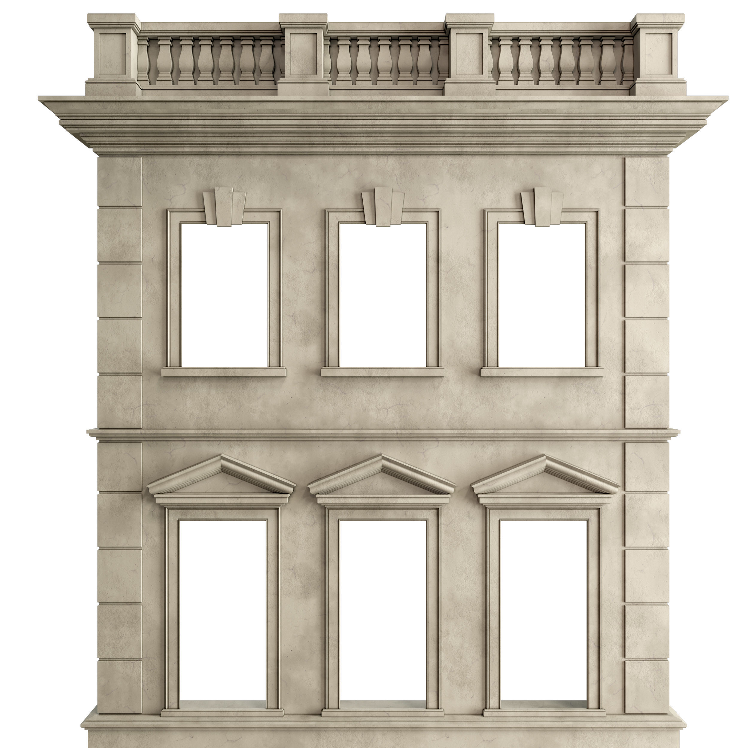 Facade Classic House v 01 Low-poly 3D model_4
