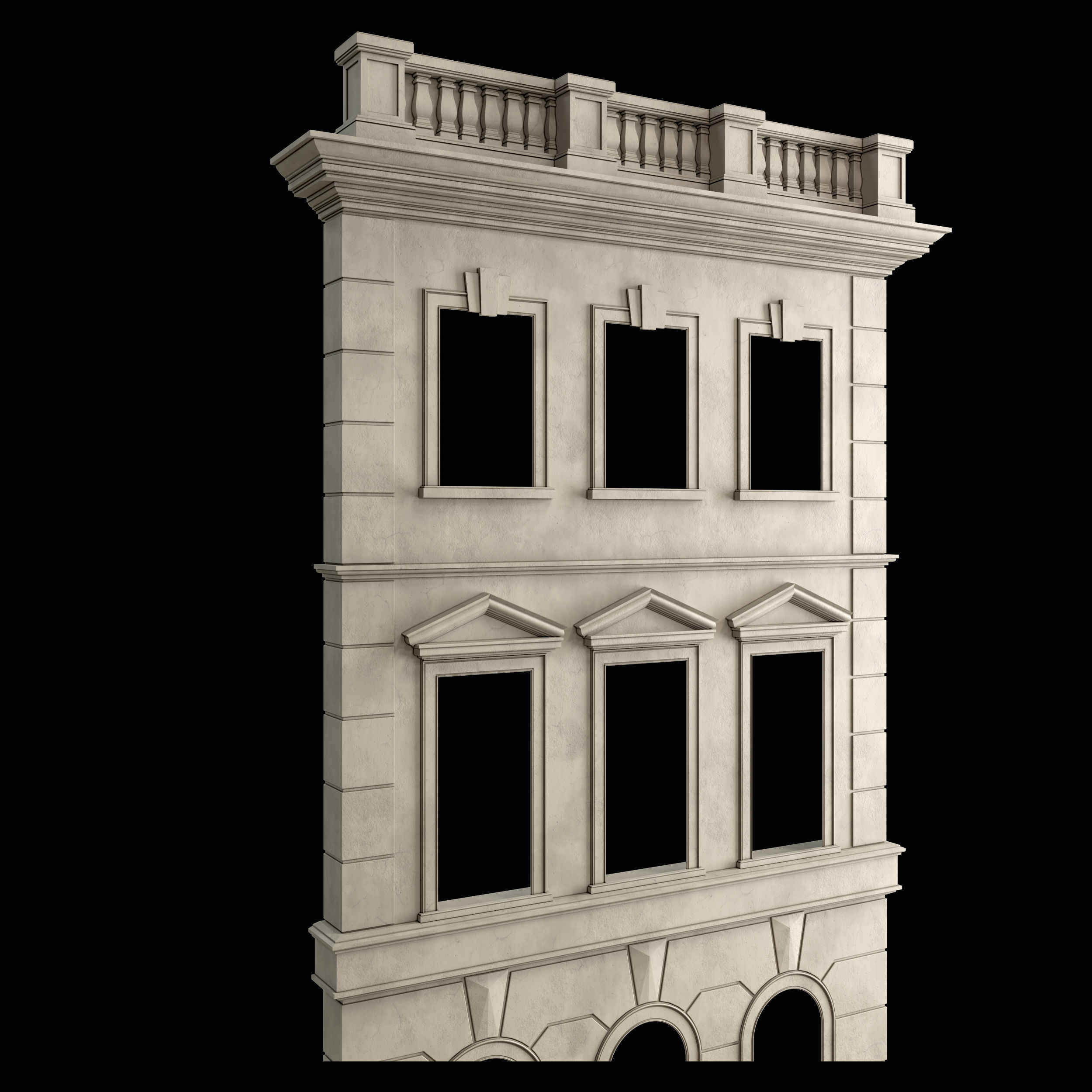 Facade Classic House v 01 Low-poly 3D model_1