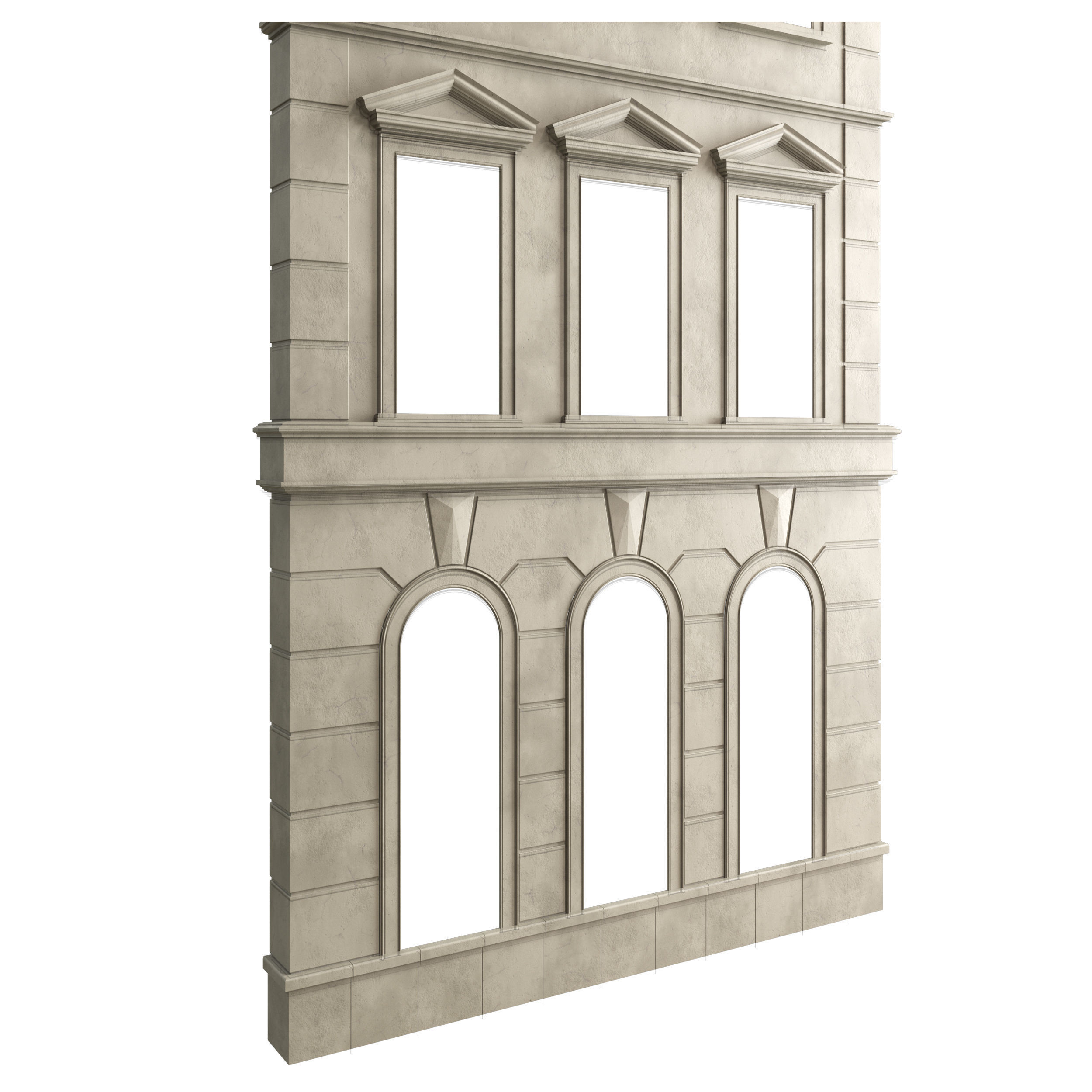 Facade Classic House v 01 Low-poly 3D model_6
