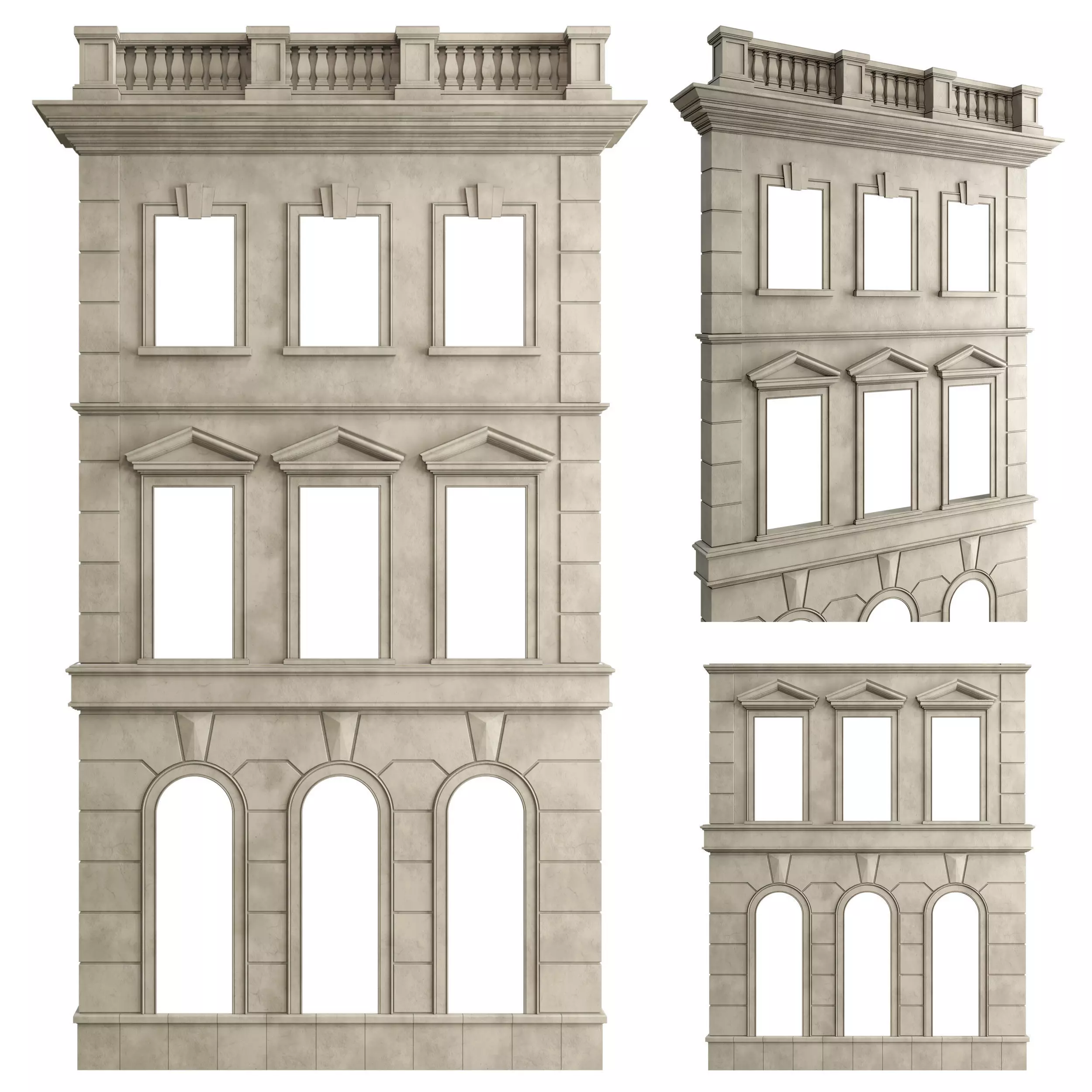 Facade Classic House v 01 Low-poly 3D model_0