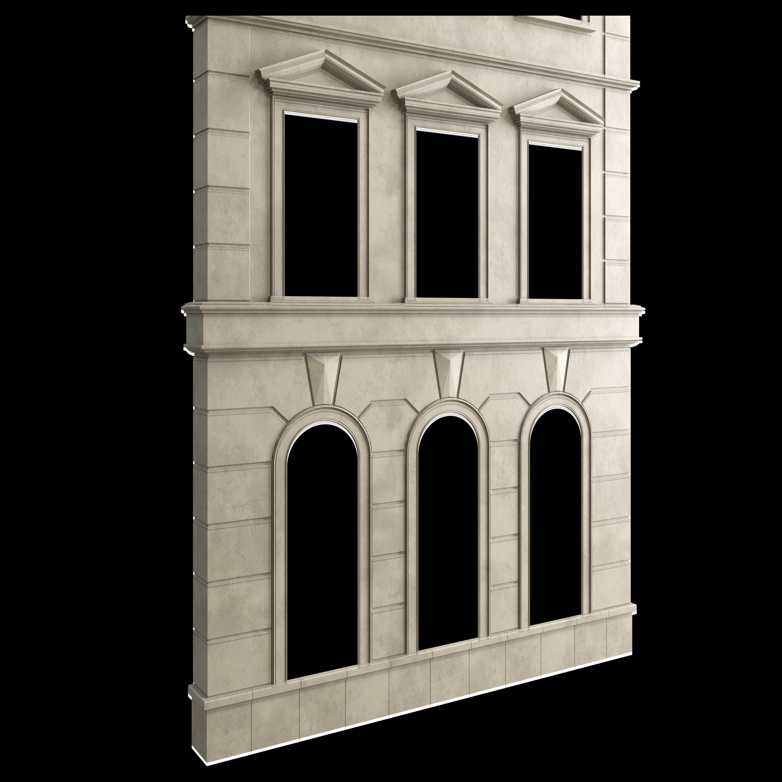 Facade Classic House v 01 Low-poly 3D model_7