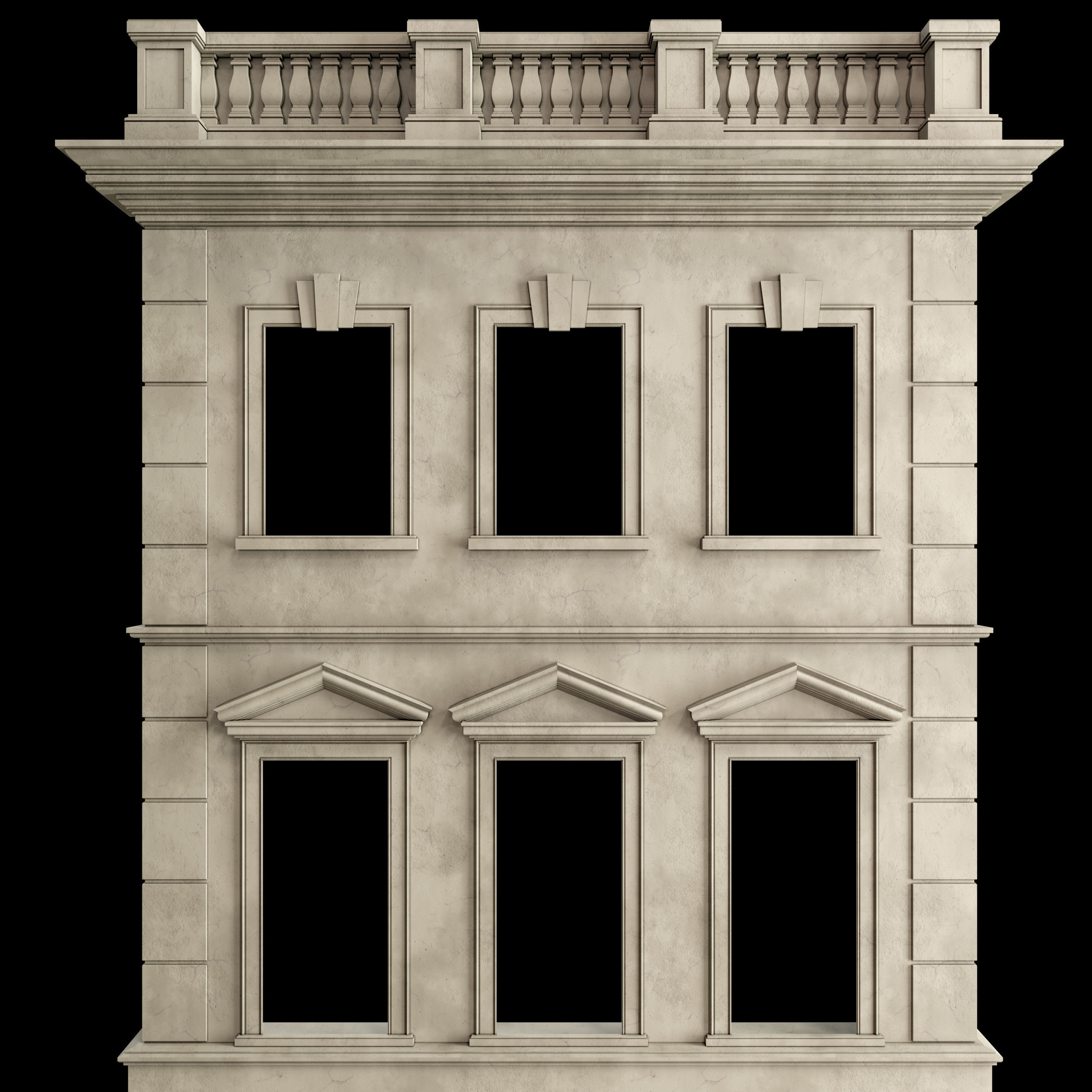 Facade Classic House v 01 Low-poly 3D model_5