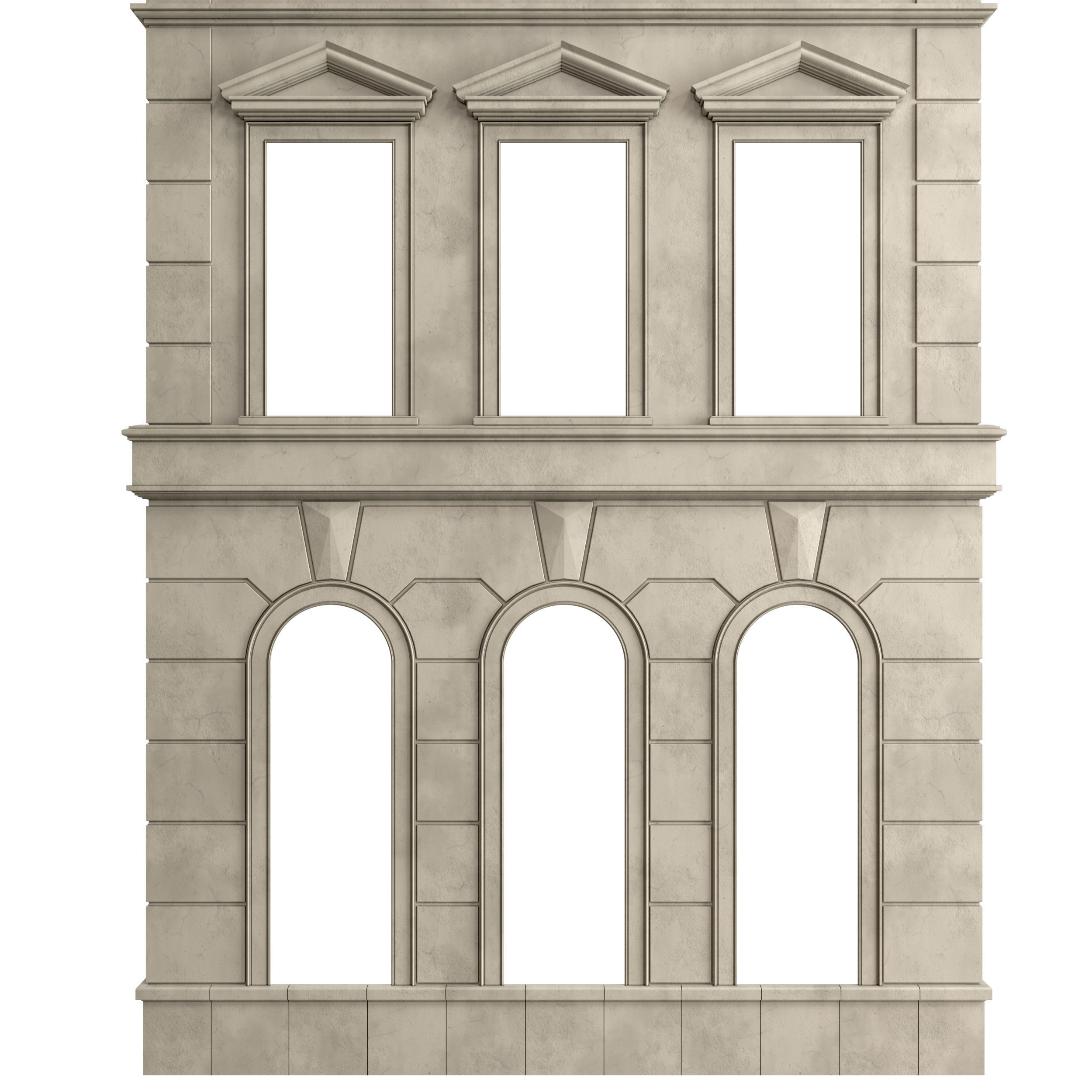 Facade Classic House v 01 Low-poly 3D model_3