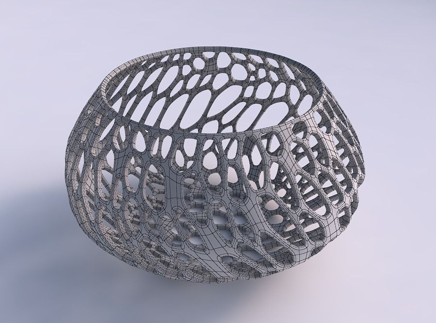 Bowl squeezed twisted with twisted diagonal organic lattice 3D print model_5