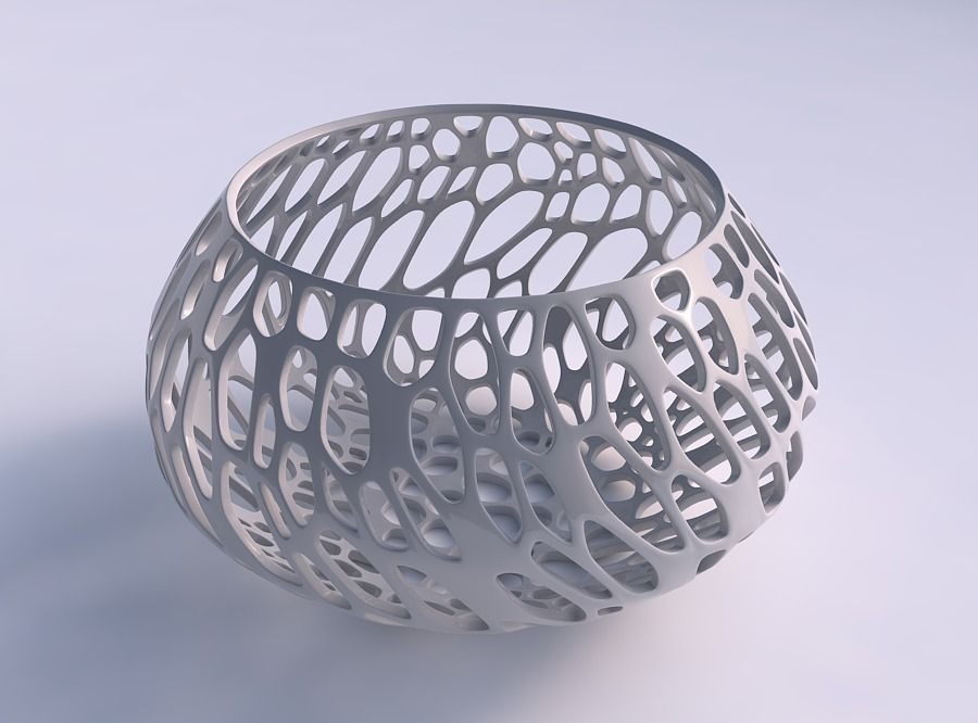 Bowl squeezed twisted with twisted diagonal organic lattice 3D print model_0
