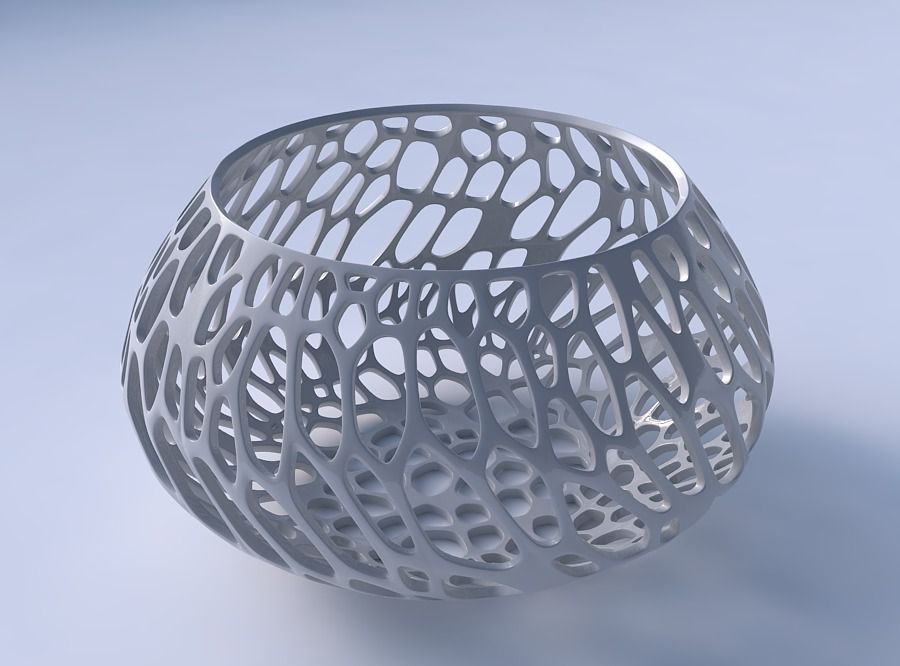Bowl squeezed twisted with twisted diagonal organic lattice 3D print model_3