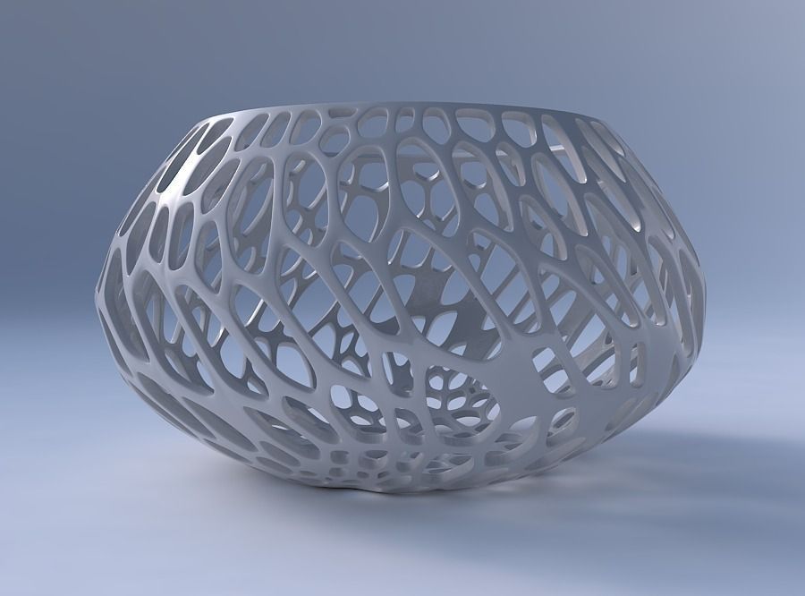 Bowl squeezed twisted with twisted diagonal organic lattice 3D print model_4