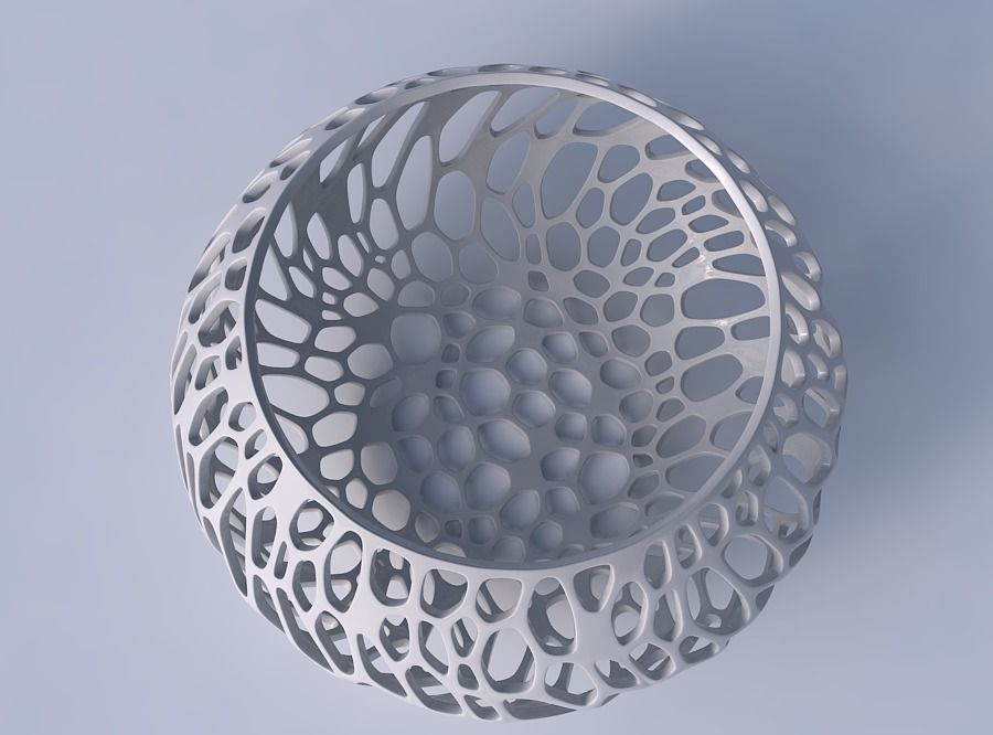 Bowl squeezed twisted with twisted diagonal organic lattice 3D print model_2