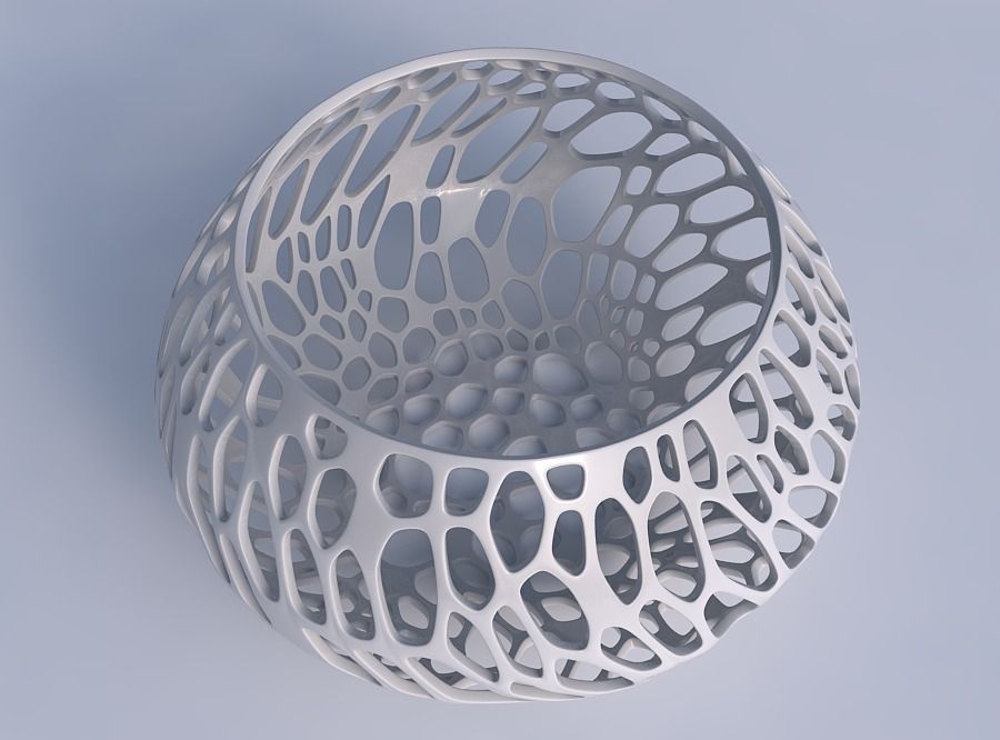Bowl squeezed twisted with twisted diagonal organic lattice 3D print model_1
