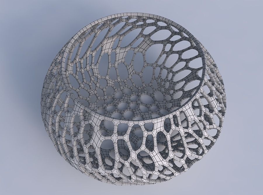 Bowl squeezed twisted with twisted diagonal organic lattice 3D print model_6
