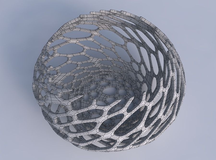 Bowl squeezed twisted with cracked organic lattice 2 3D print model_6