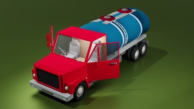 Oil tanker truck Low-poly 3D model