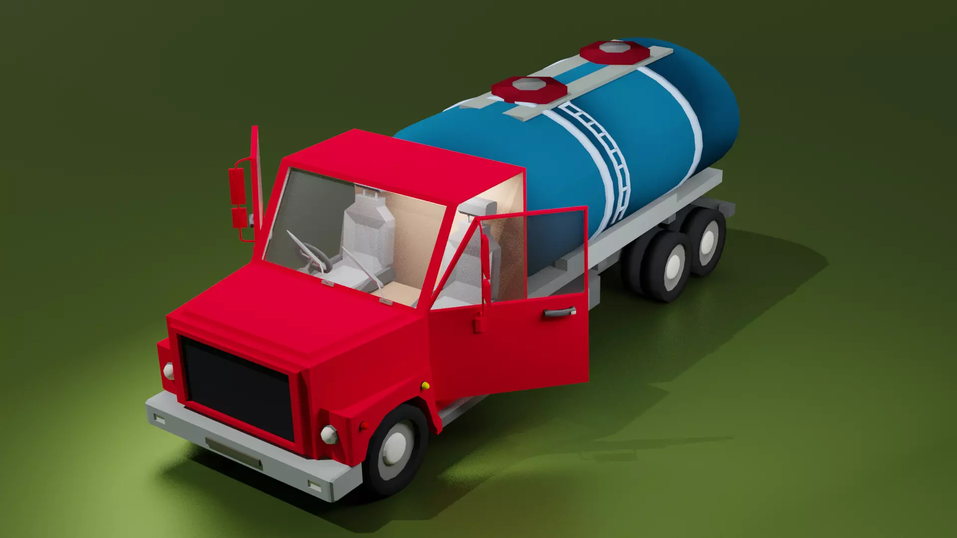 Oil tanker truck Low-poly 3D model_0