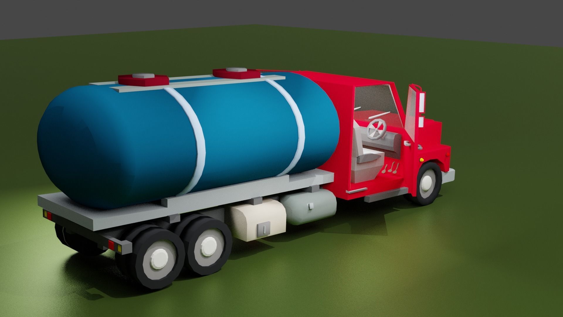 Oil tanker truck Low-poly 3D model_3