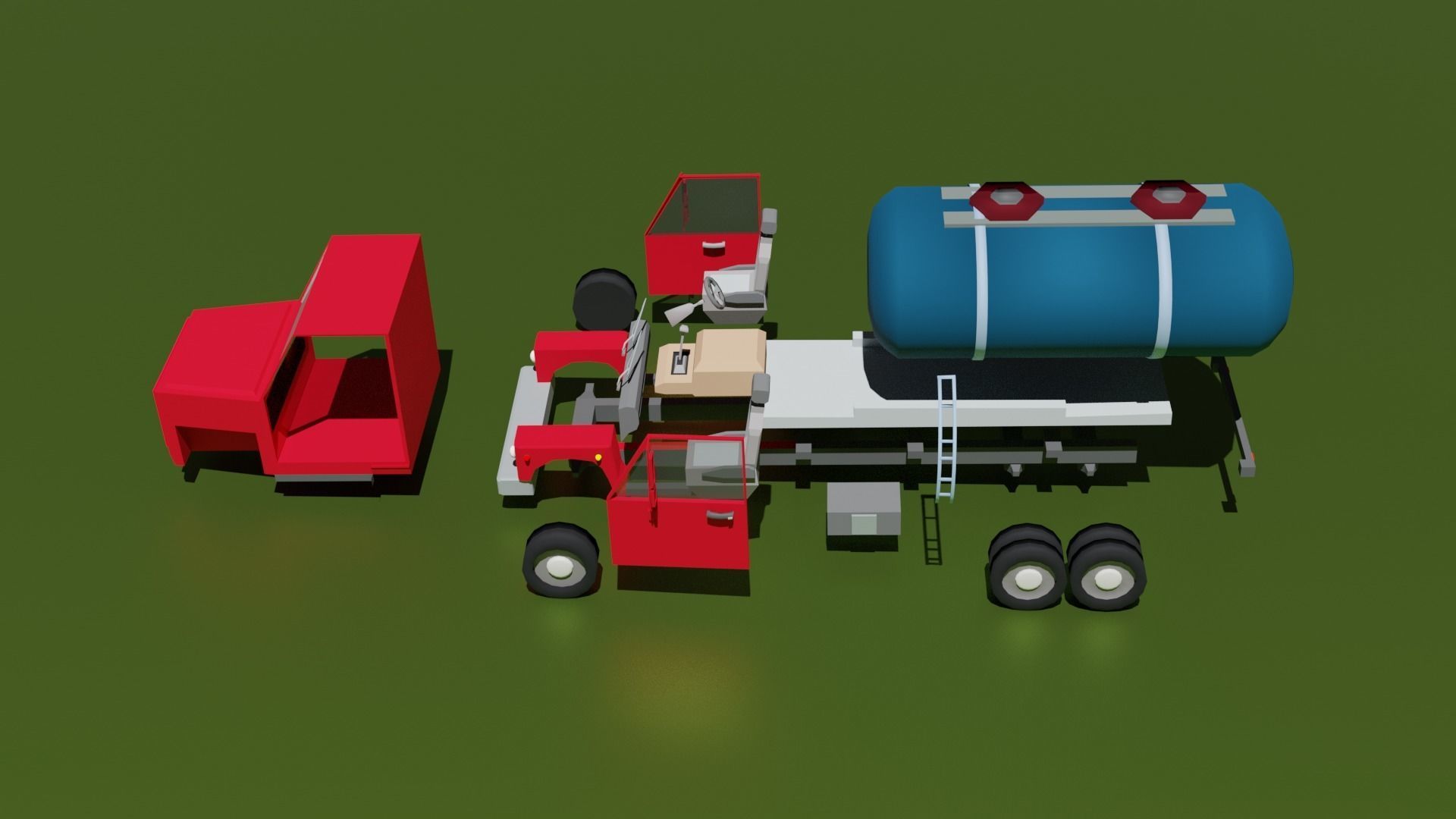 Oil tanker truck Low-poly 3D model_5