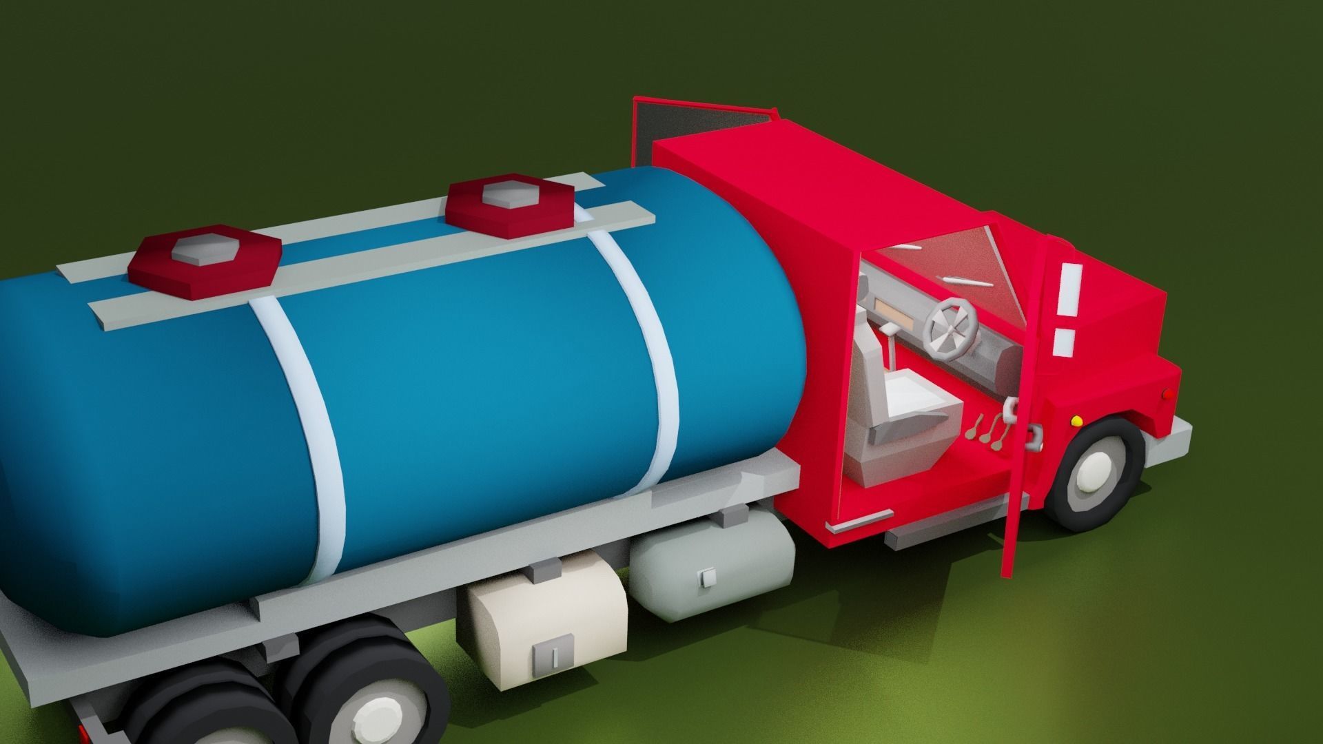 Oil tanker truck Low-poly 3D model_4