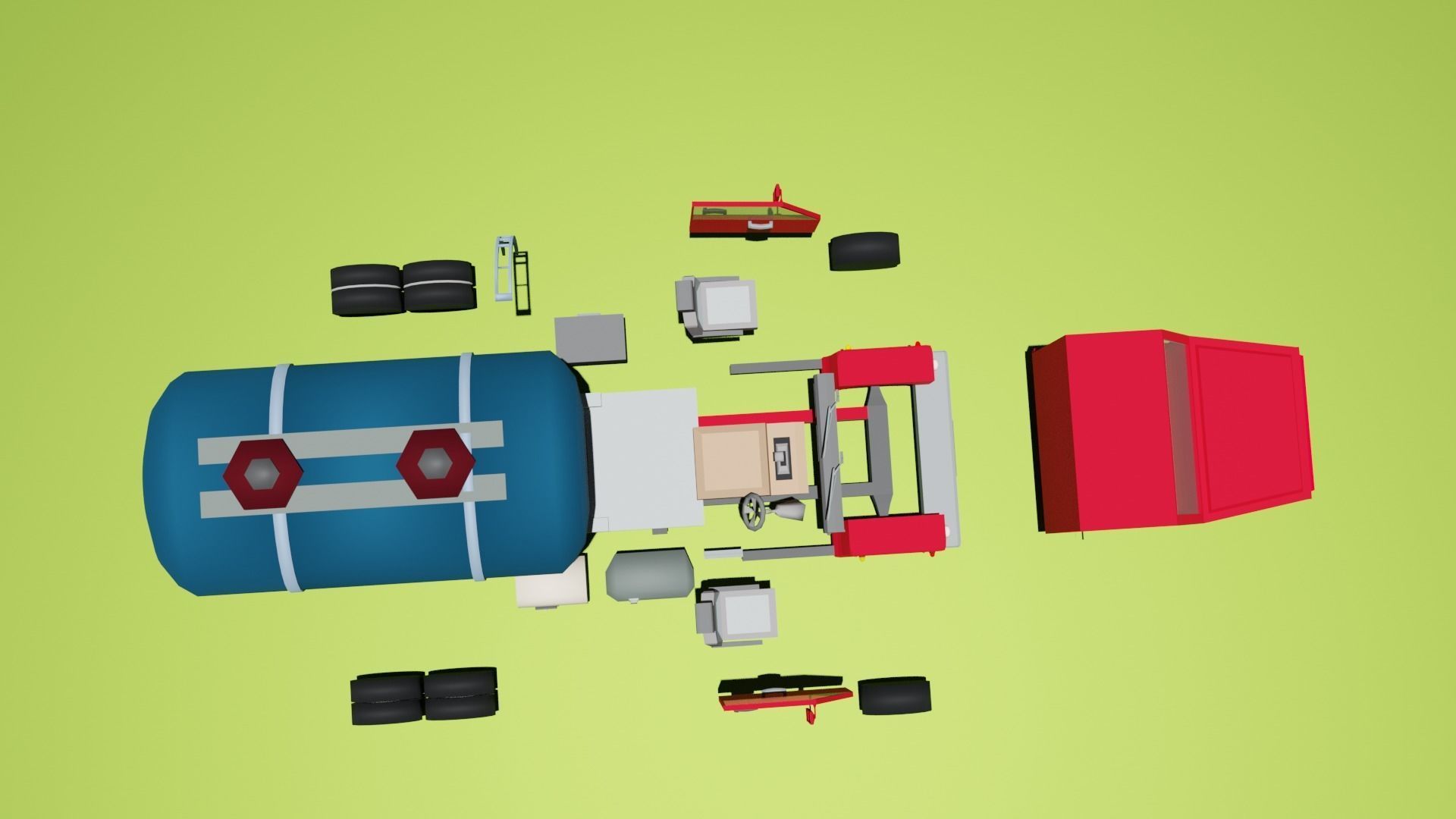 Oil tanker truck Low-poly 3D model_8