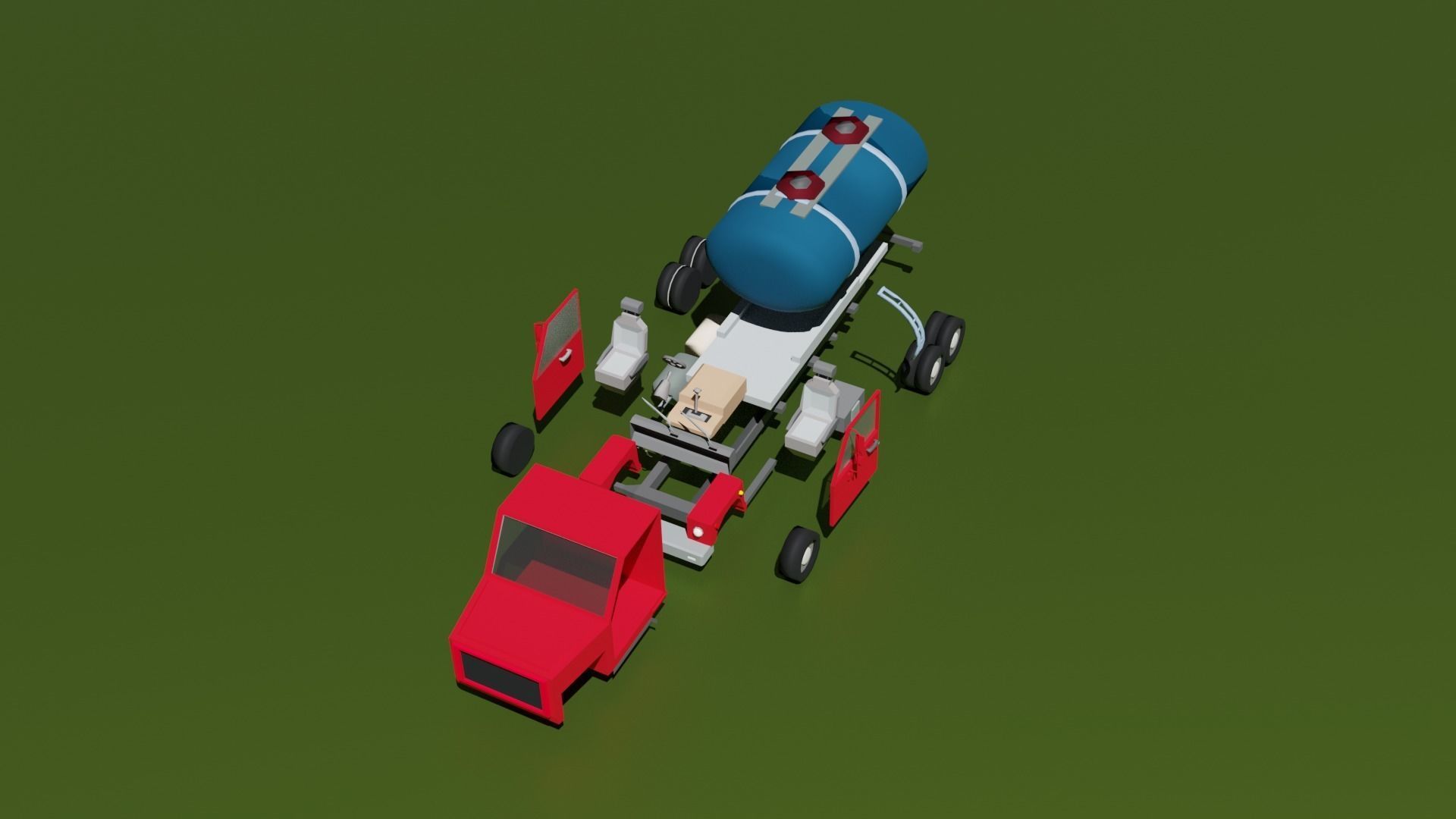 Oil tanker truck Low-poly 3D model_9