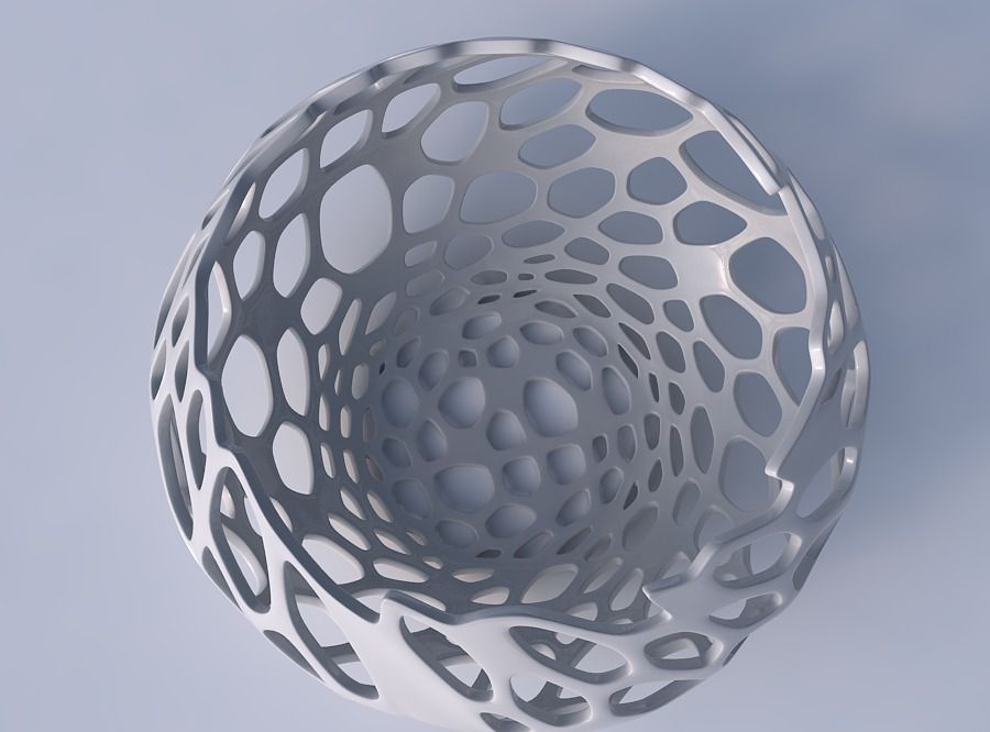 Bowl squeezed twisted with cracked and twisted organic lattice 3D print model_2