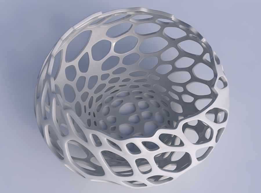 Bowl squeezed twisted with cracked and twisted organic lattice 3D print model_1