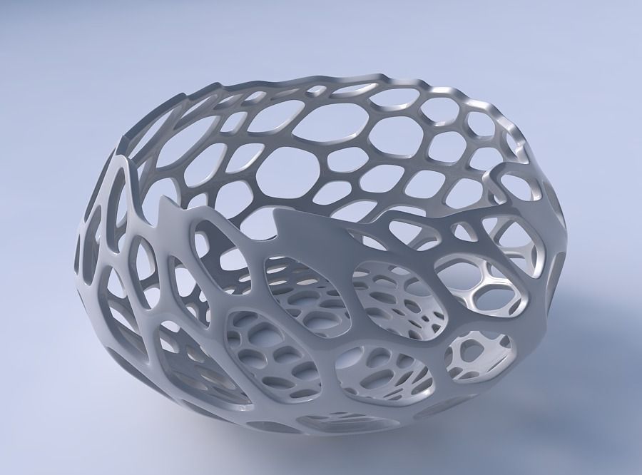 Bowl squeezed twisted with cracked and twisted organic lattice 3D print model_3