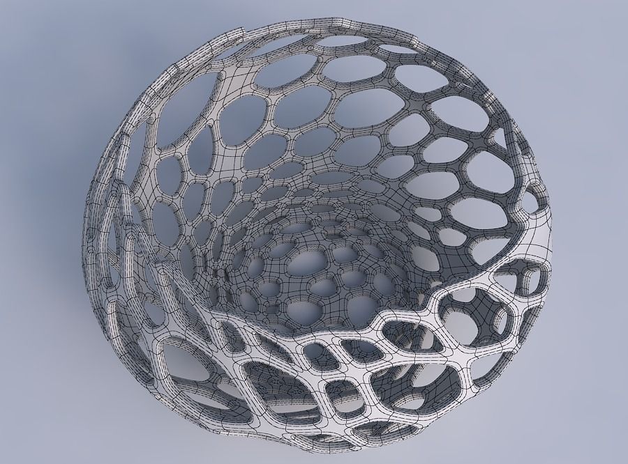 Bowl squeezed twisted with cracked and twisted organic lattice 3D print model_6