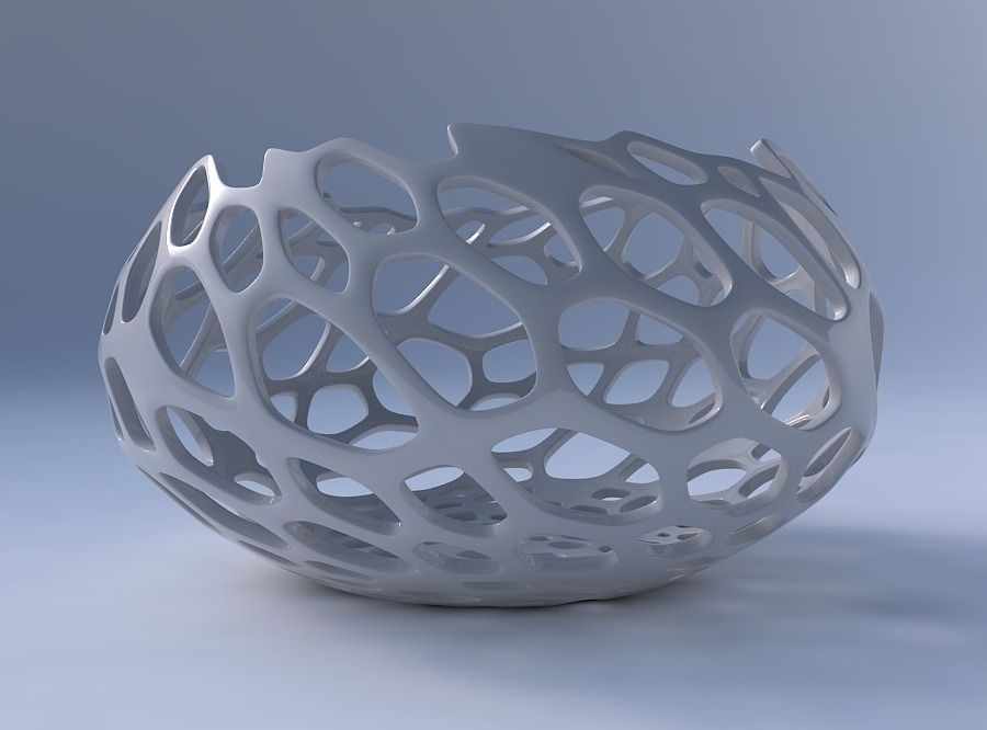 Bowl squeezed twisted with cracked and twisted organic lattice 3D print model_4