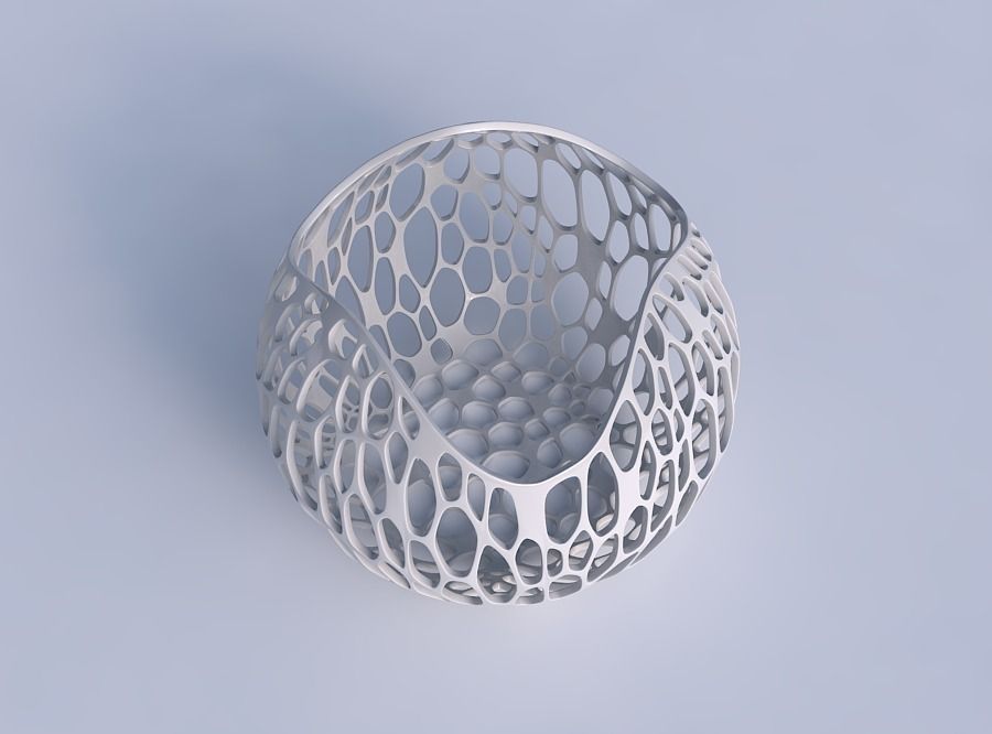 Bowl spheric wavy with vertical organic lattice 3D print model_1