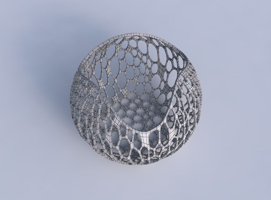 Bowl spheric wavy with vertical organic lattice 3D print model_6