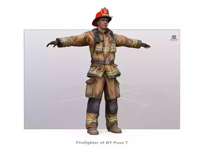 Firefighter of NY Pose T    Low-poly 3D model