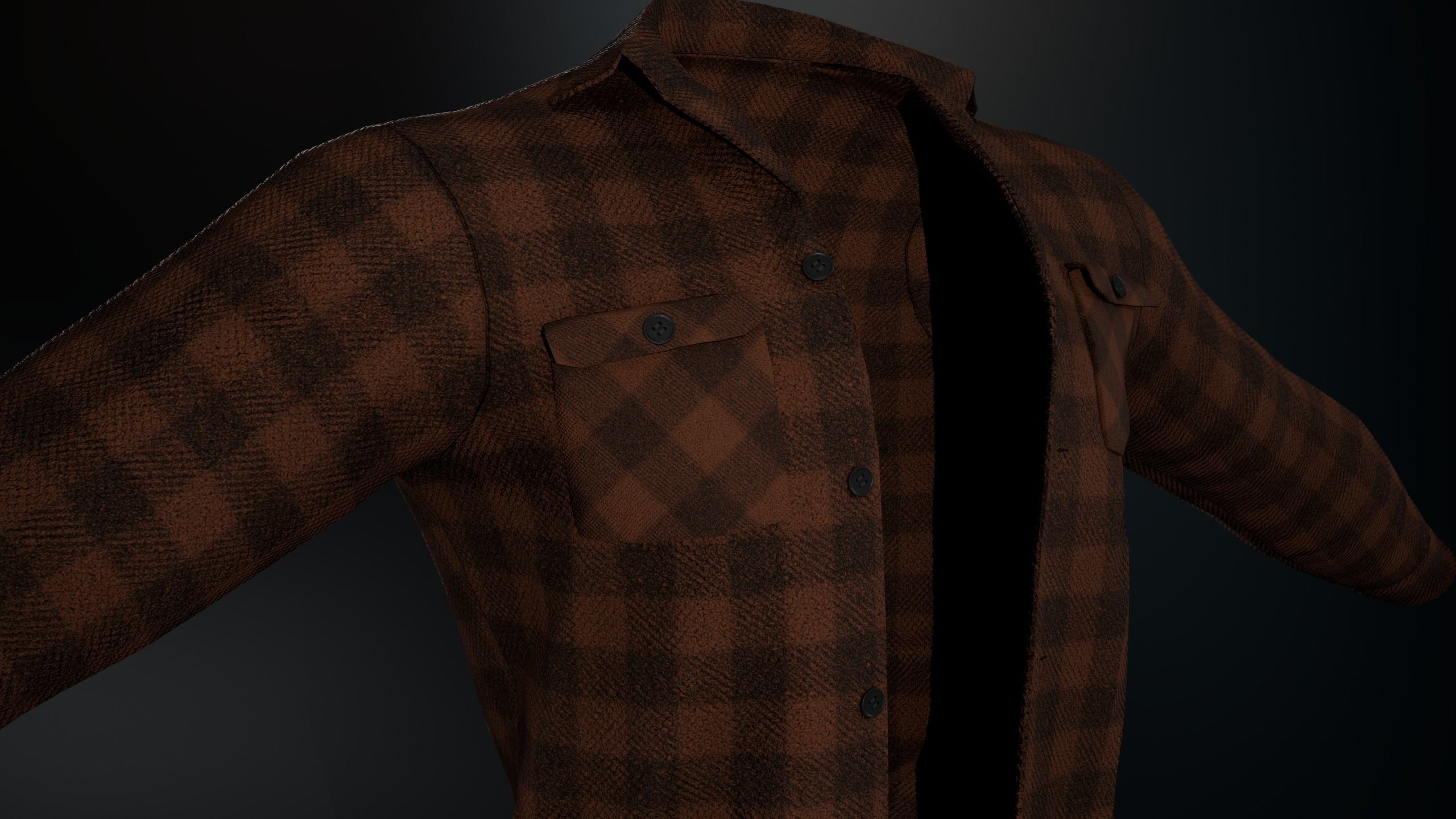 Brown Flannel Shirt Low-poly 3D model_19
