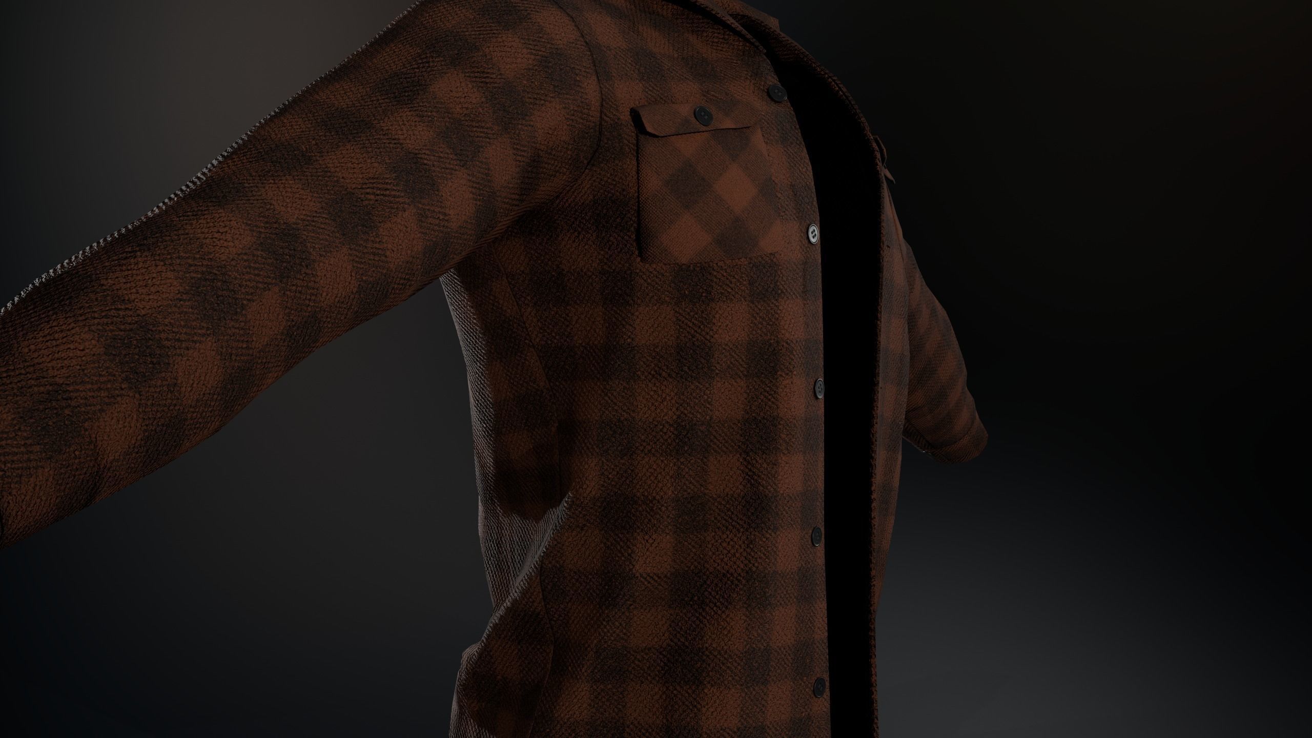 Brown Flannel Shirt Low-poly 3D model_17