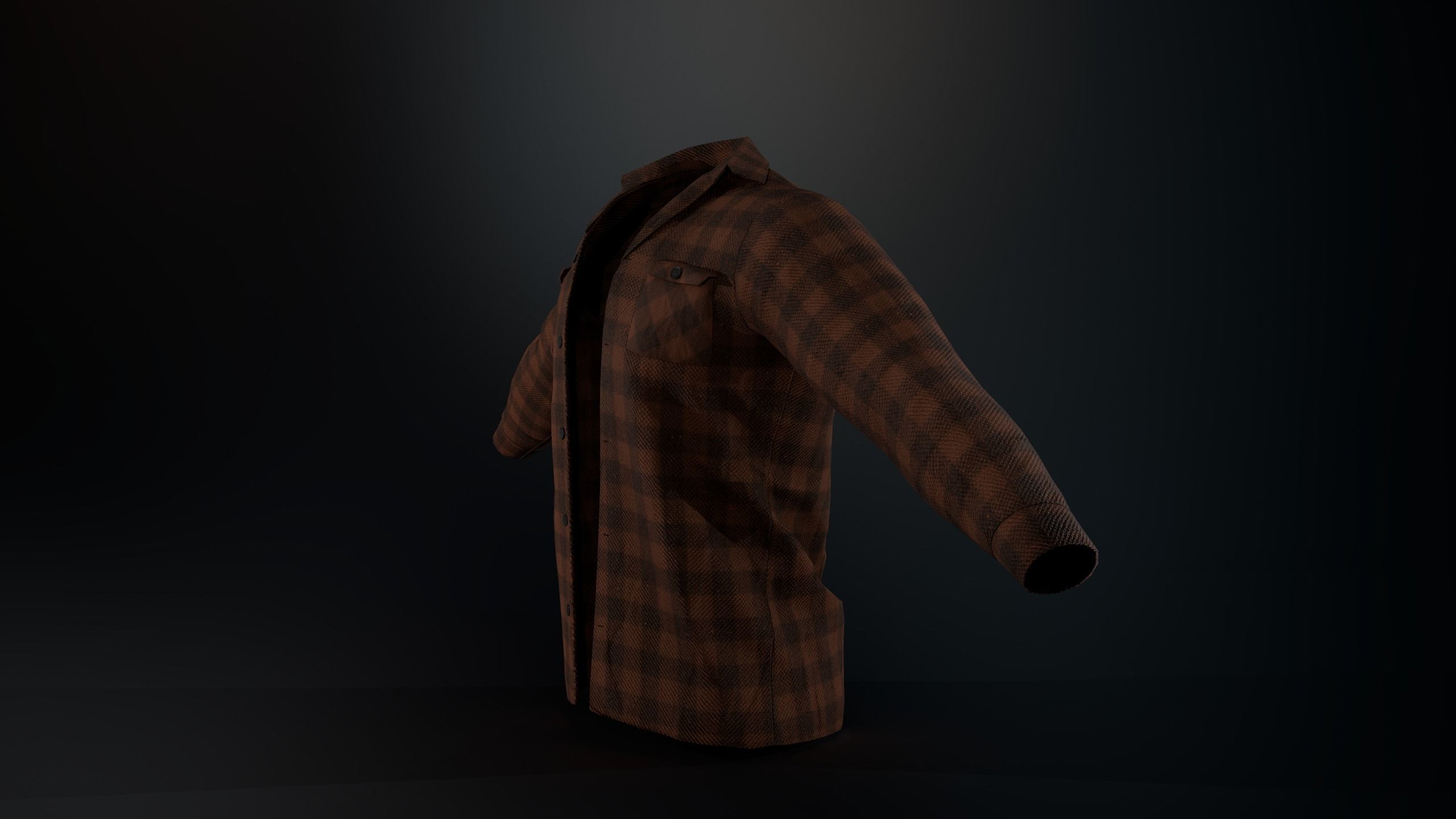Brown Flannel Shirt Low-poly 3D model_1