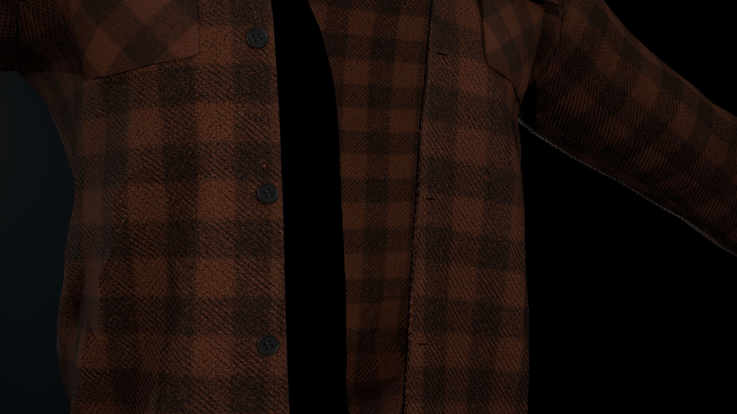 Brown Flannel Shirt Low-poly 3D model_13