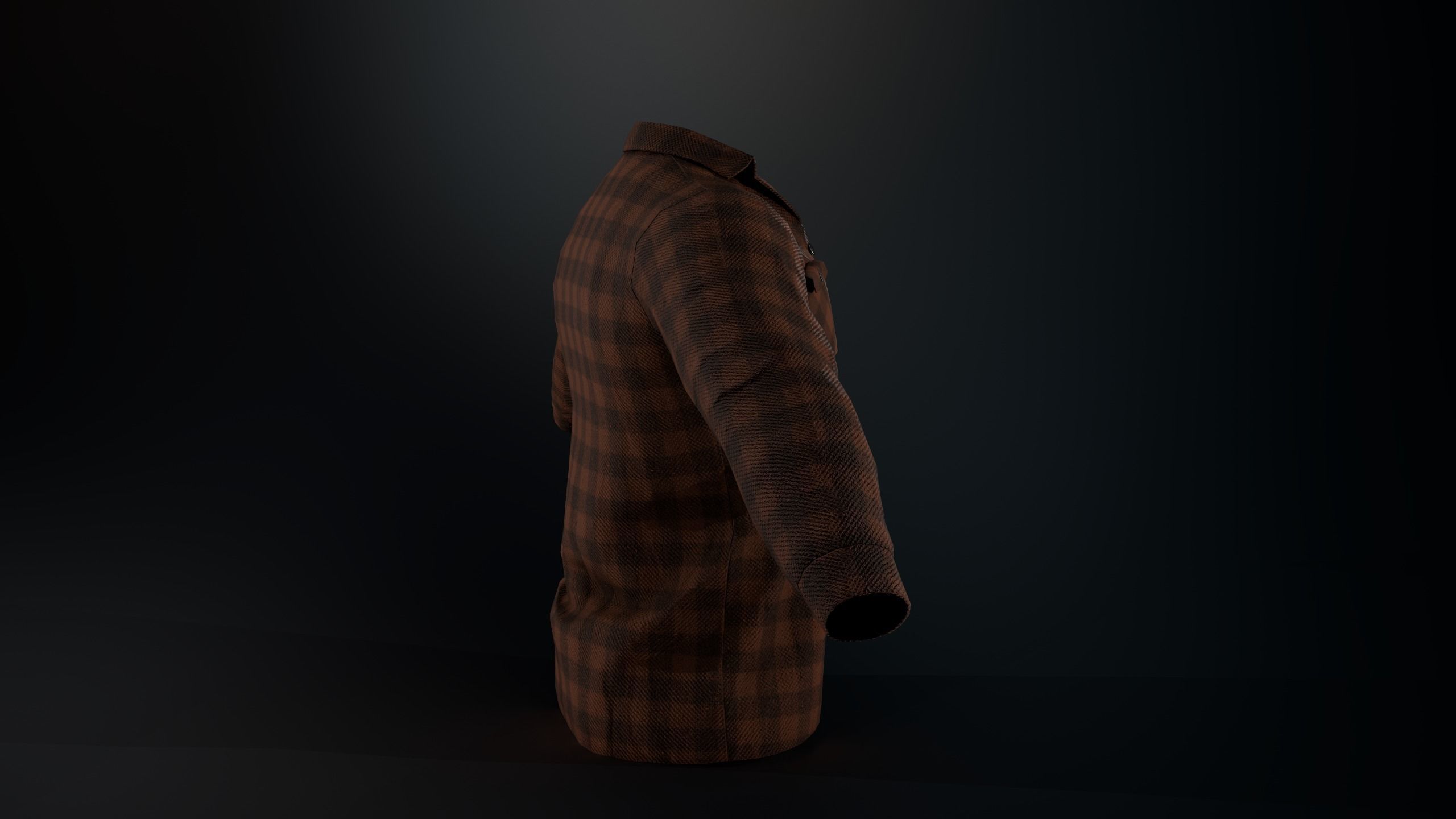 Brown Flannel Shirt Low-poly 3D model_3