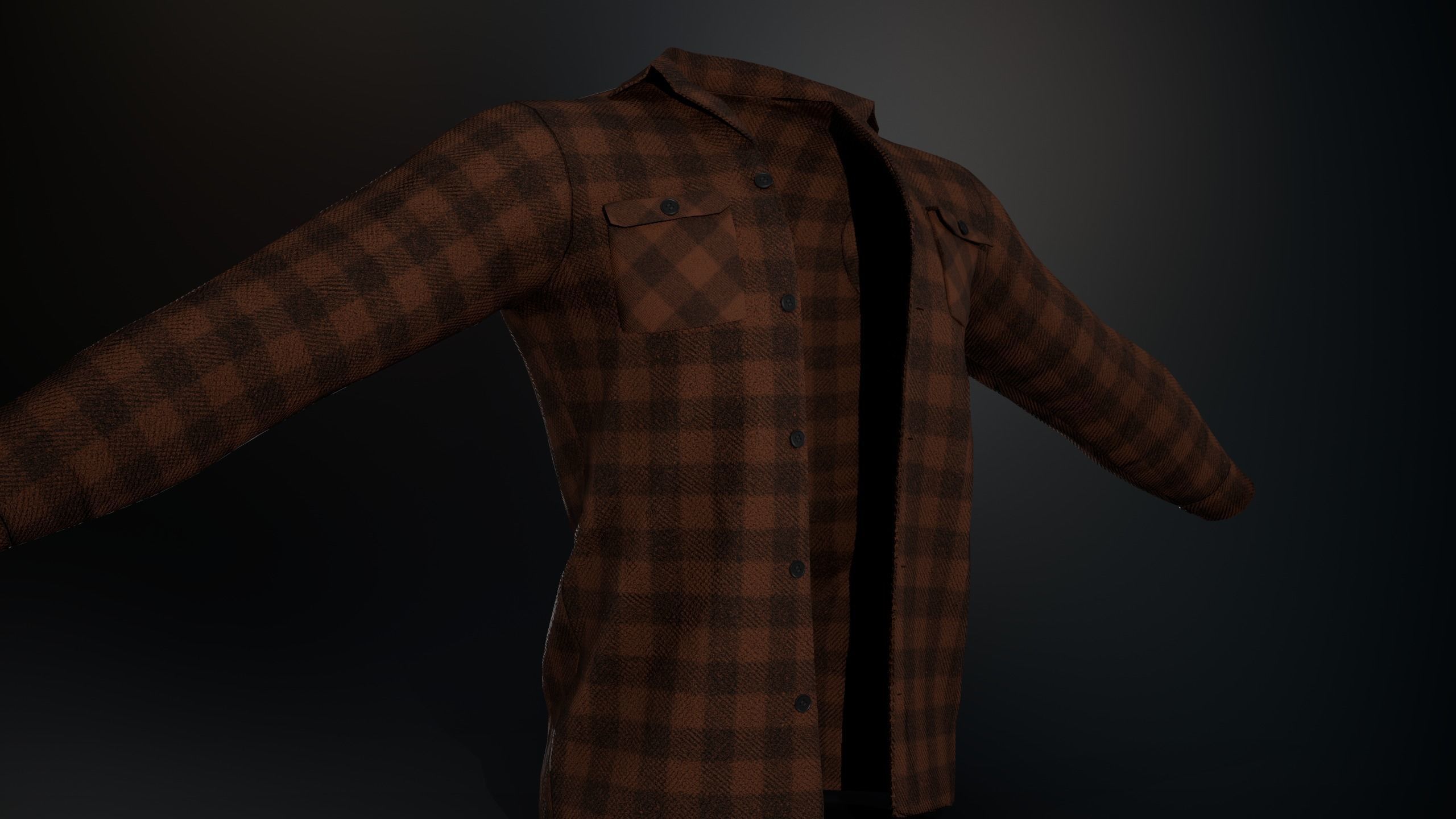 Brown Flannel Shirt Low-poly 3D model_18
