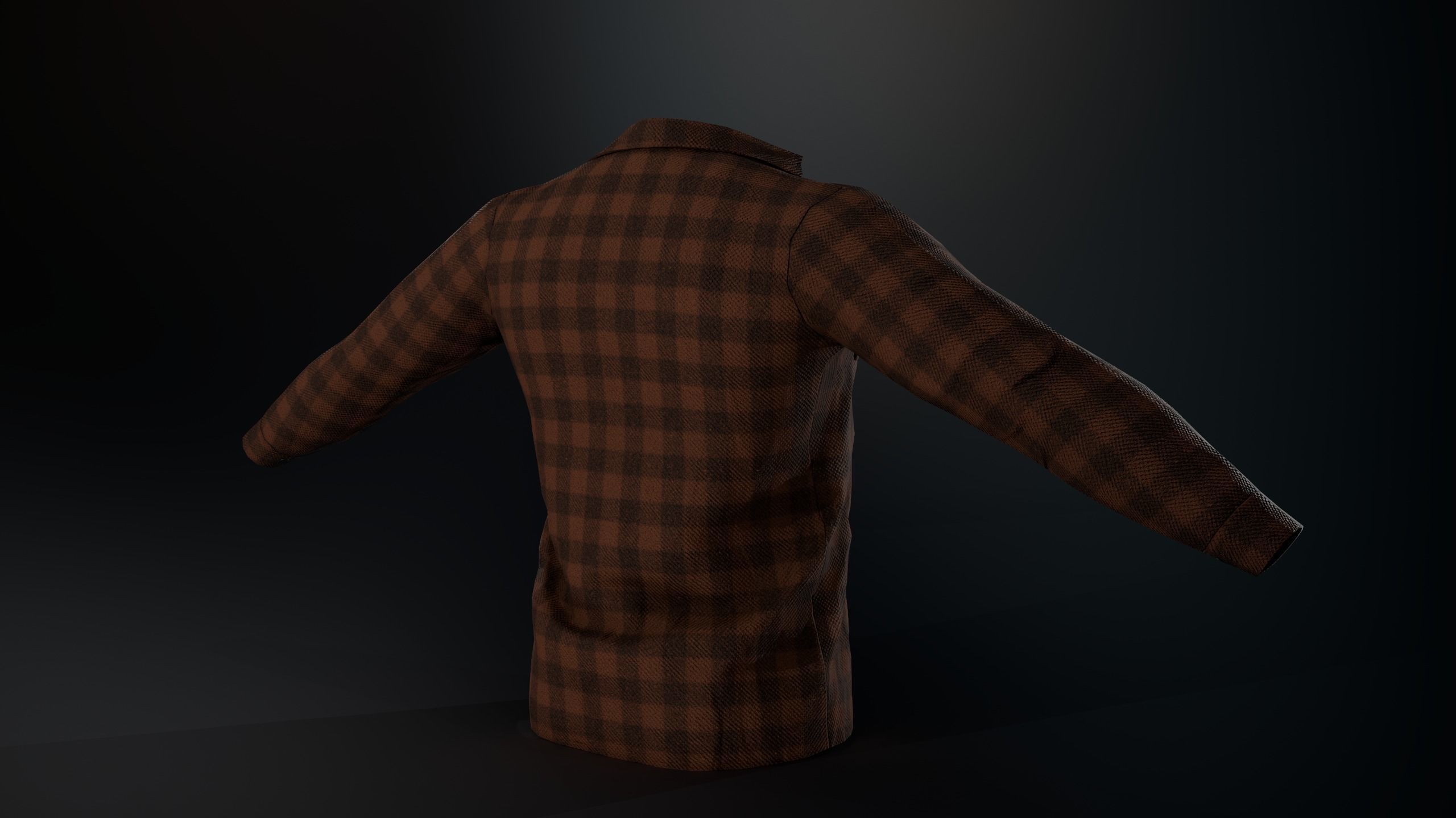 Brown Flannel Shirt Low-poly 3D model_10