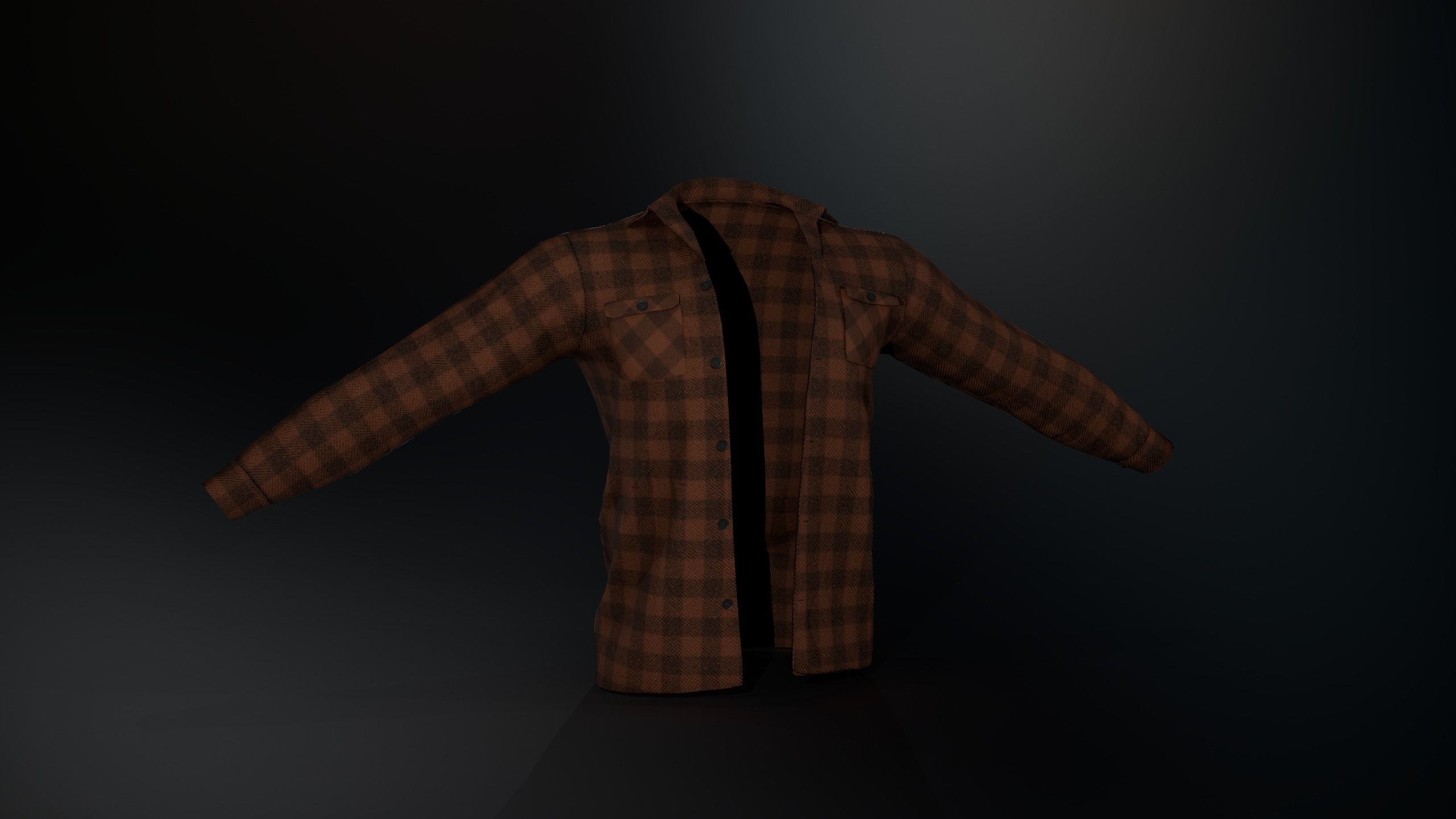 Brown Flannel Shirt Low-poly 3D model_11