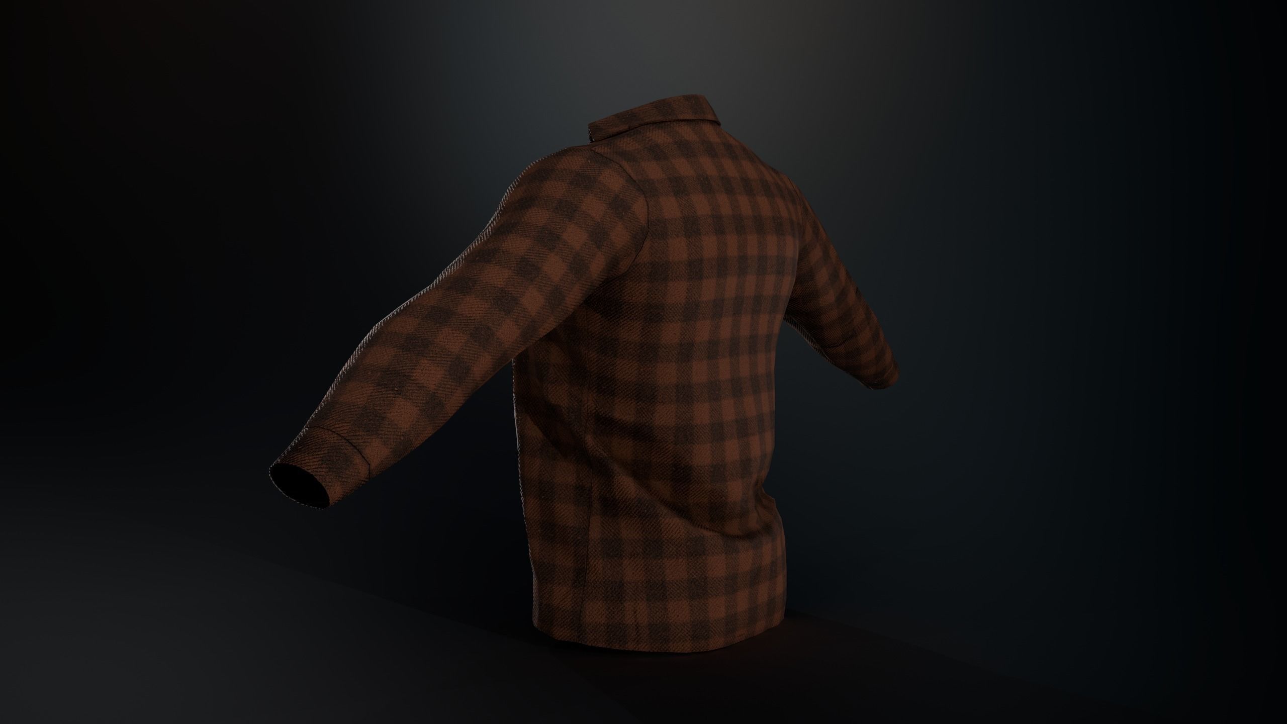 Brown Flannel Shirt Low-poly 3D model_6